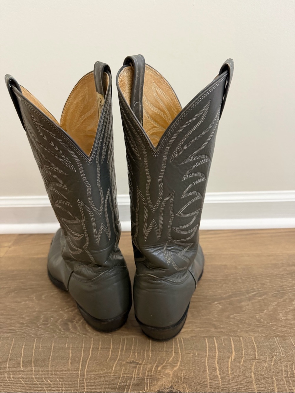 Men's Vintage Nocona Classic Gray Cowboy Boots - Leather Western Boot 9.5D - Picture 5 of 9